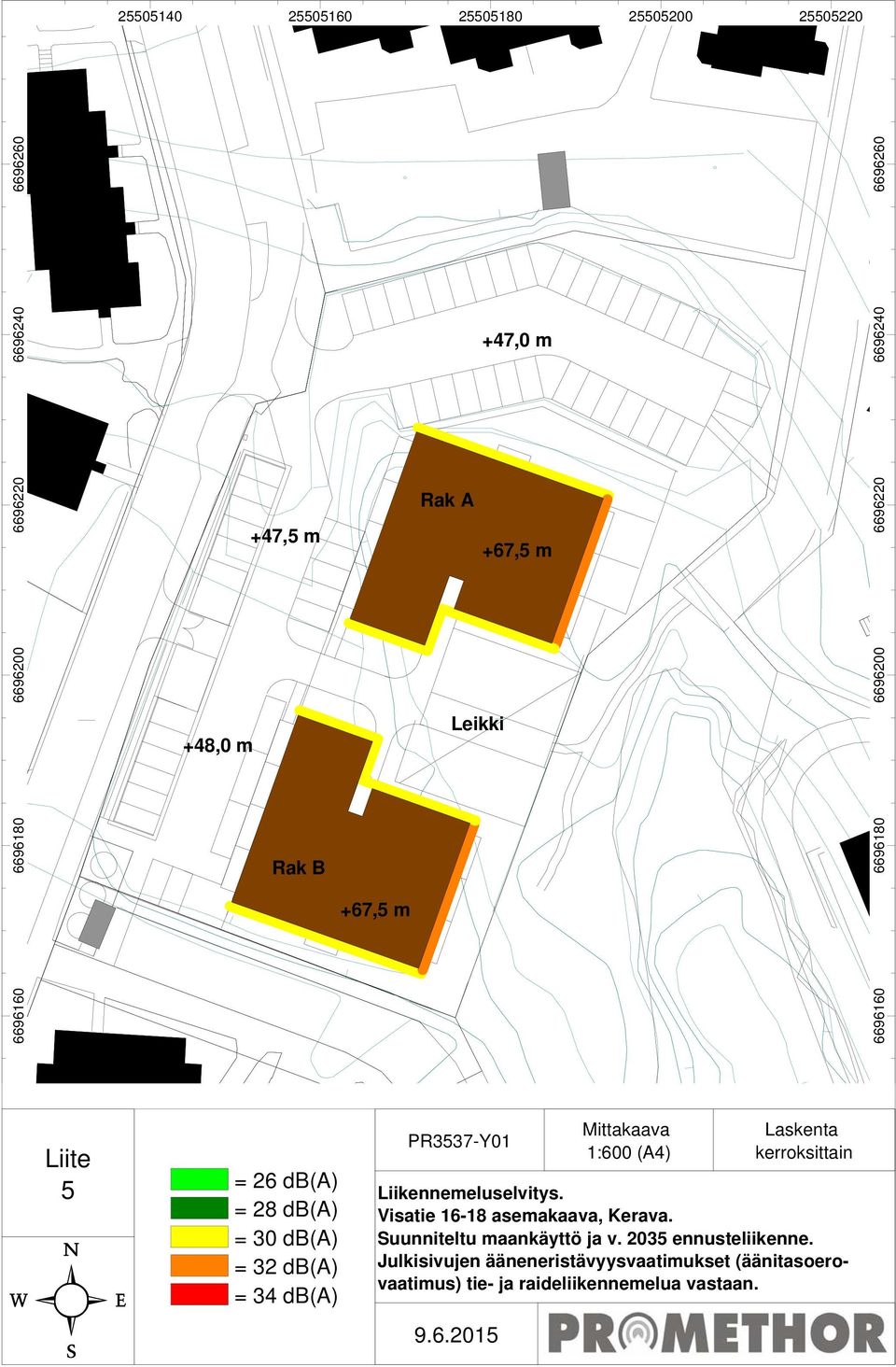 Visatie 16-18 asemakaava, Kerava. Suunniteltu maankäyttö ja v. 2035 ennusteliikenne.