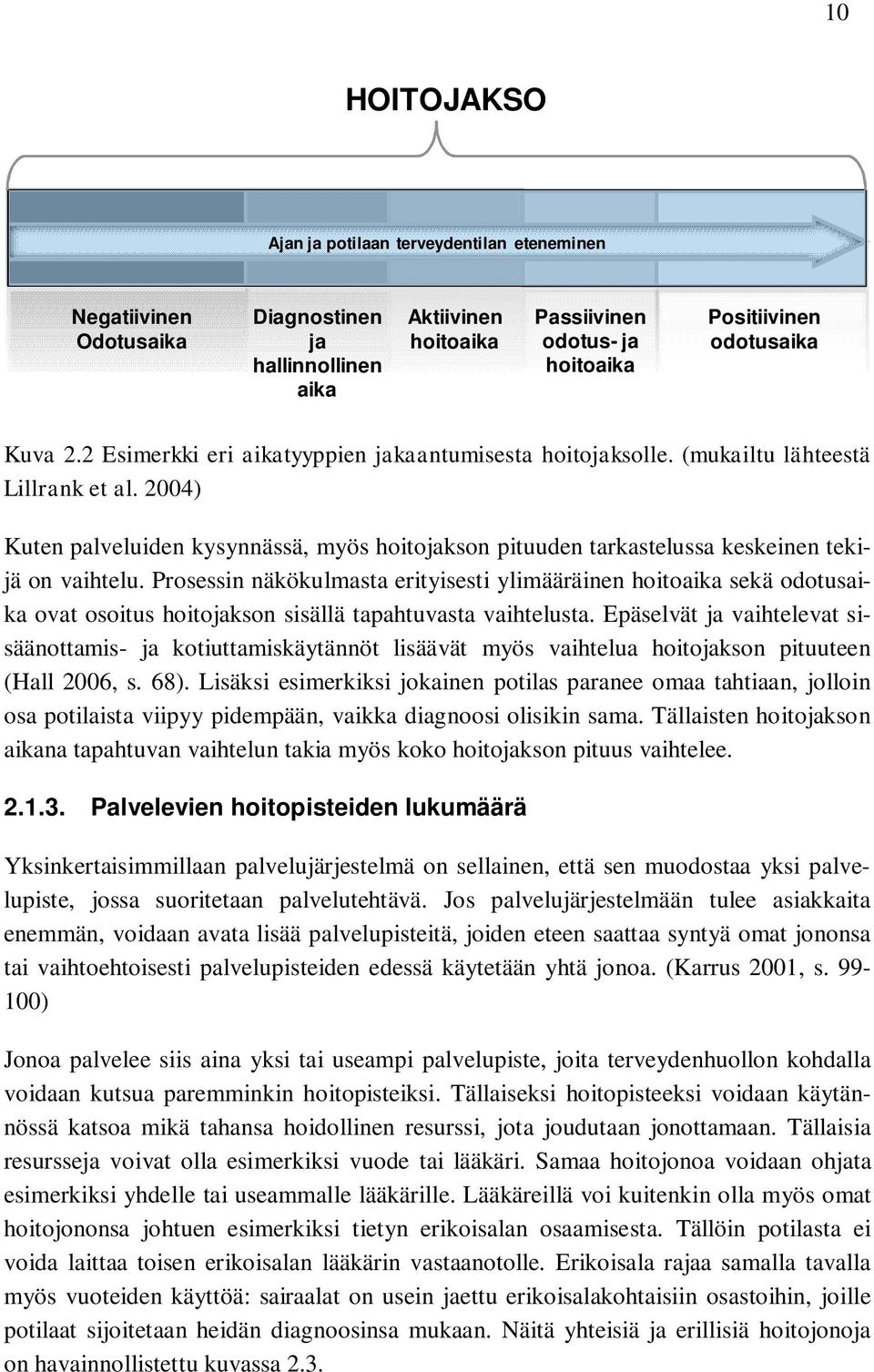 2004) Kuten palveluiden kysynnässä, myös hoitojakson pituuden tarkastelussa keskeinen tekijä on vaihtelu.