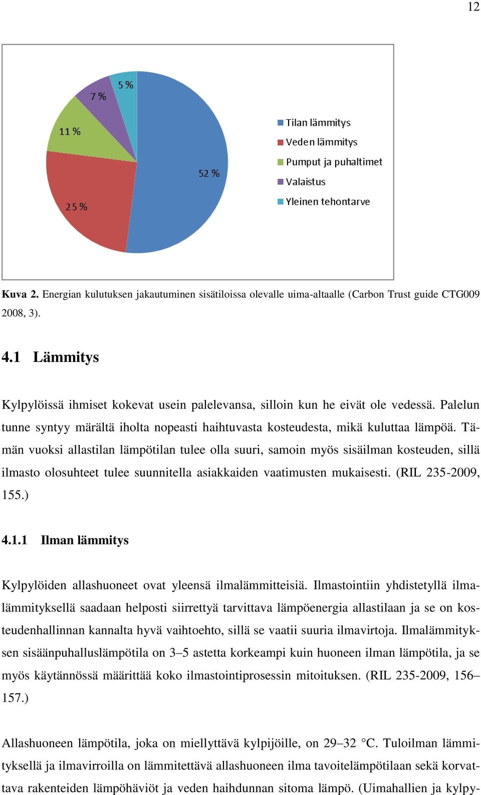 Tämän vuoksi allastilan lämpötilan tulee olla suuri, samoin myös sisäilman kosteuden, sillä ilmasto olosuhteet tulee suunnitella asiakkaiden vaatimusten mukaisesti. (RIL 235-2009, 15