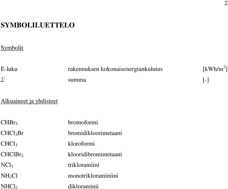 CHClBr 2 NCl 3 NH 2 Cl NHCl 2 bromoformi bromidikloorimetaani