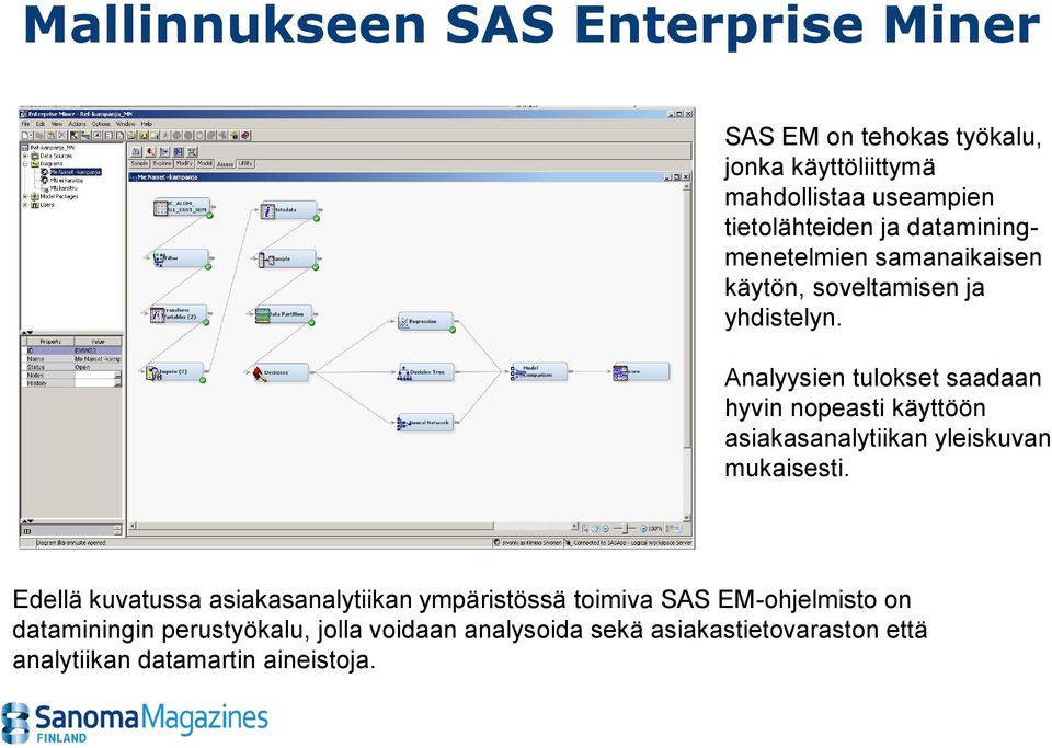Analyysien tulokset saadaan hyvin nopeasti käyttöön asiakasanalytiikan yleiskuvan mukaisesti.