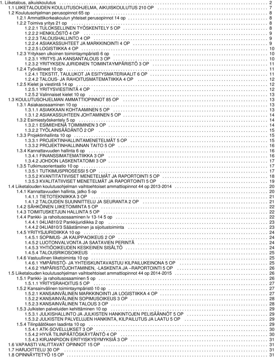 ............................................................................... 8 1.2.2.1 TULOKSELLINEN TYÖSKENTELY 5 OP........................................................... 8 1.2.2.2 HENKILÖSTÖ 4 OP.