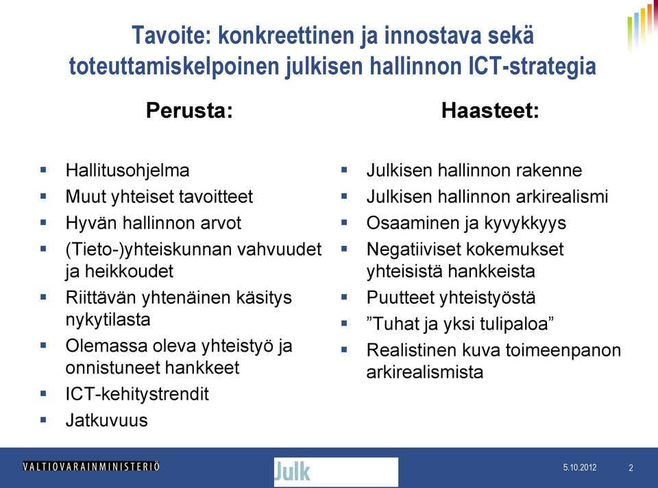 oleva yhteistyö ja onnistuneet hankkeet ICT-kehitystrendit Jatkuvuus Julkisen hallinnon rakenne Julkisen hallinnon arkirealismi Osaaminen ja