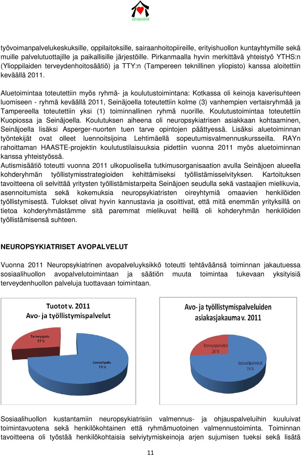 Aluetoimintaa toteutettiin myös ryhmä- ja koulutustoimintana: Kotkassa oli keinoja kaverisuhteen luomiseen - ryhmä keväällä 2011, Seinäjoella toteutettiin kolme (3) vanhempien vertaisryhmää ja