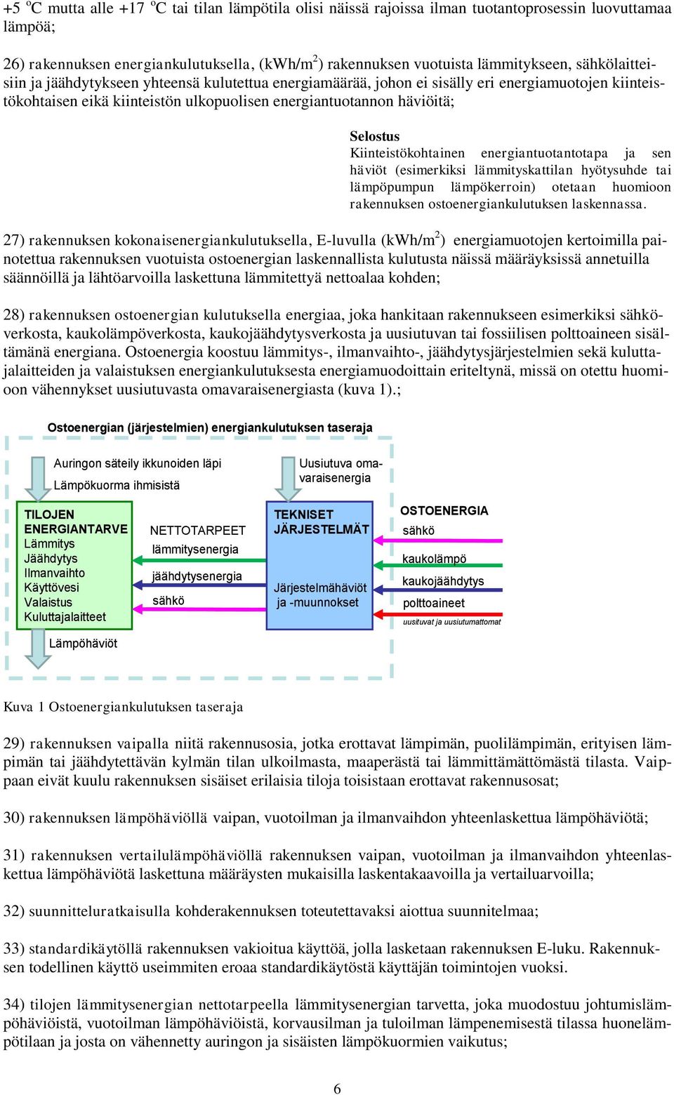 Kiinteistökohtainen energiantuotantotapa ja sen häviöt (esimerkiksi lämmityskattilan hyötysuhde tai lämpöpumpun lämpökerroin) otetaan huomioon rakennuksen ostoenergiankulutuksen laskennassa.