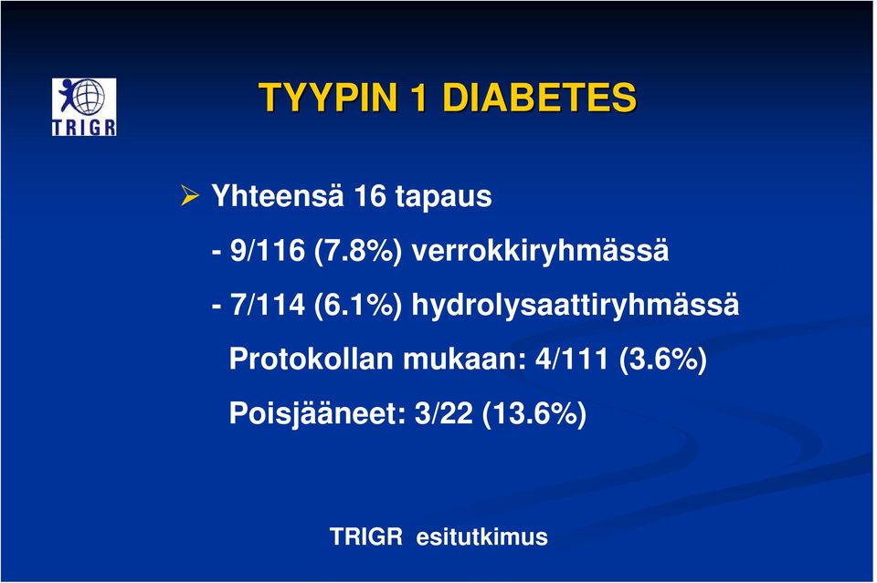 1%) hydrolysaattiryhmässä Protokollan mukaan: