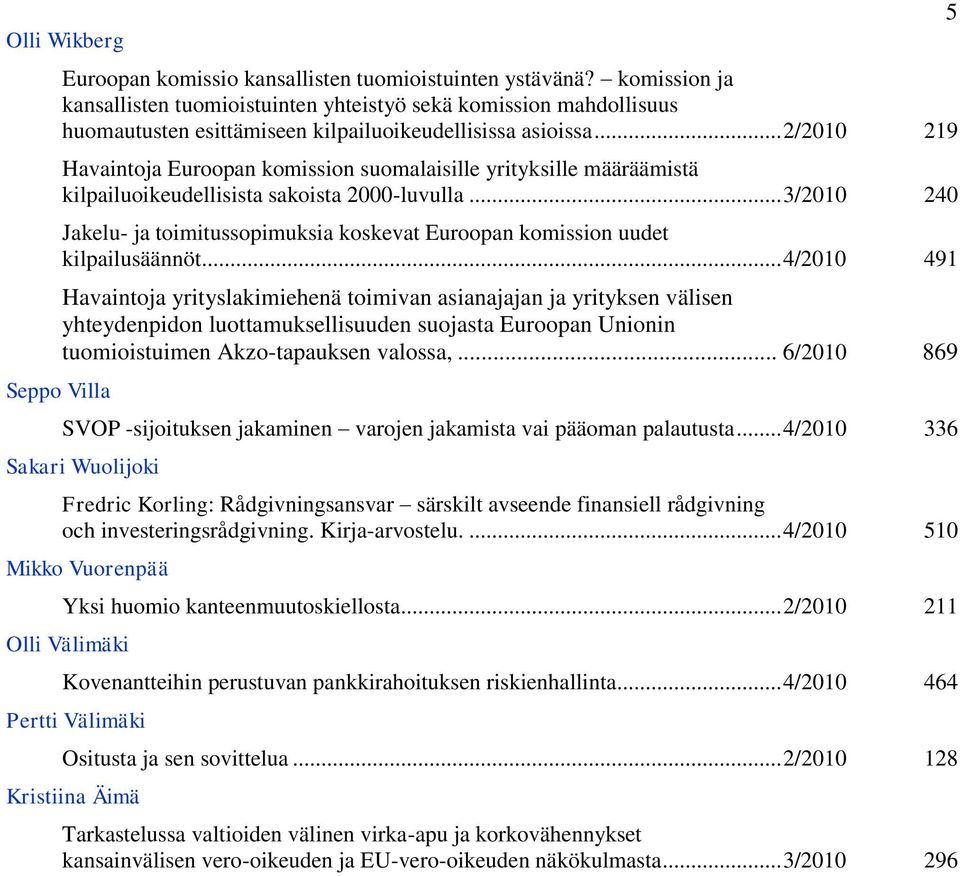 .. 2/2010 219 Havaintoja Euroopan komission suomalaisille yrityksille määräämistä kilpailuoikeudellisista sakoista 2000-luvulla.