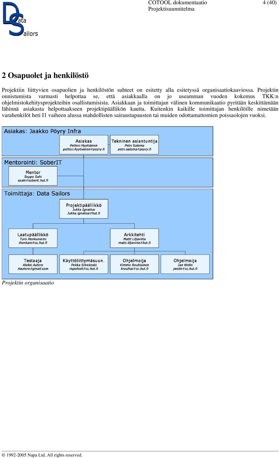 Asiakkaan ja toimittajan välinen kommunikaatio pyritään keskittämään lähinnä asiakasta helpottaakseen projektipäällikön kautta.