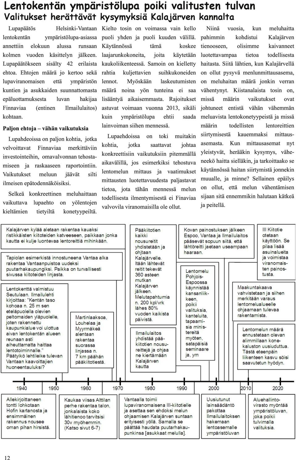 Ehtojen määrä jo kertoo sekä lupaviranomaisen että ympäristön kuntien ja asukkaiden suunnattomasta epäluottamuksesta luvan hakijaa Finnaviaa (entinen Ilmailulaitos) kohtaan.