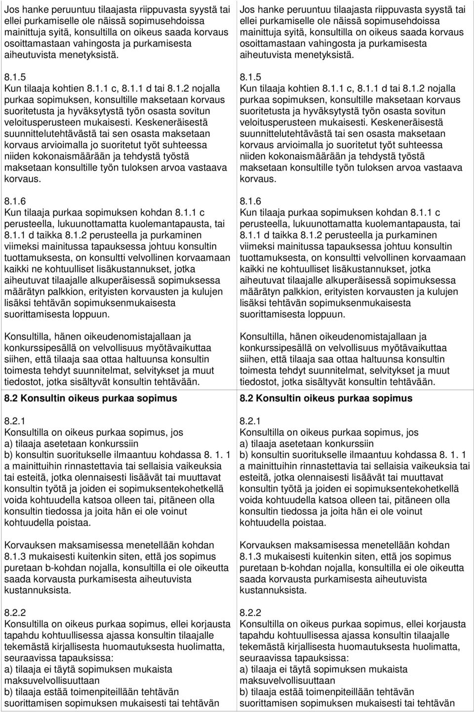 Keskeneräisestä suunnittelutehtävästä tai sen osasta maksetaan korvaus arvioimalla jo suoritetut työt suhteessa niiden kokonaismäärään ja tehdystä työstä maksetaan konsultille työn tuloksen arvoa