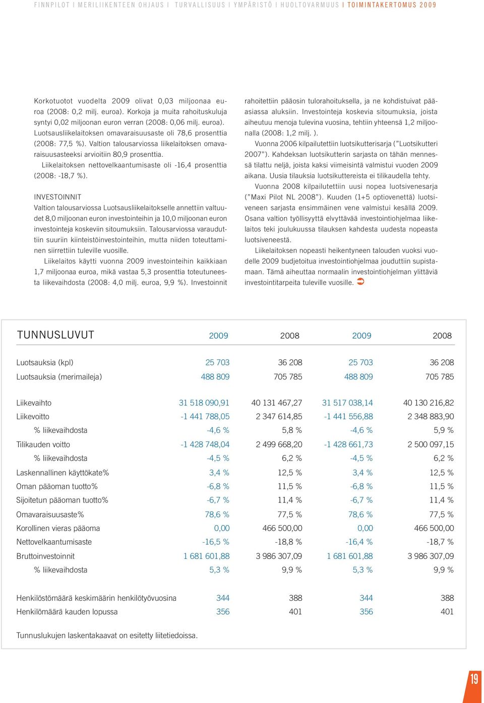 Valtion talousarviossa liikelaitoksen omavaraisuusasteeksi arvioitiin 80,9 prosenttia. Liikelaitoksen nettovelkaantumisaste oli -16,4 prosenttia (2008: -18,7 %).