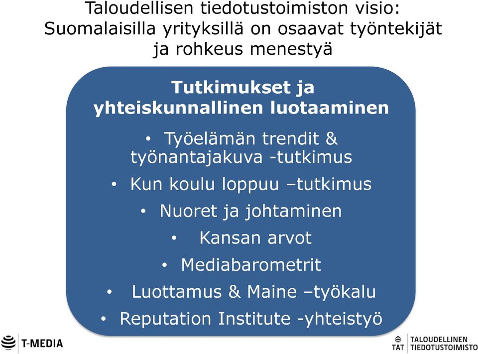 Työelämän trendit & työnantajakuva -tutkimus Kun koulu loppuu tutkimus Nuoret ja