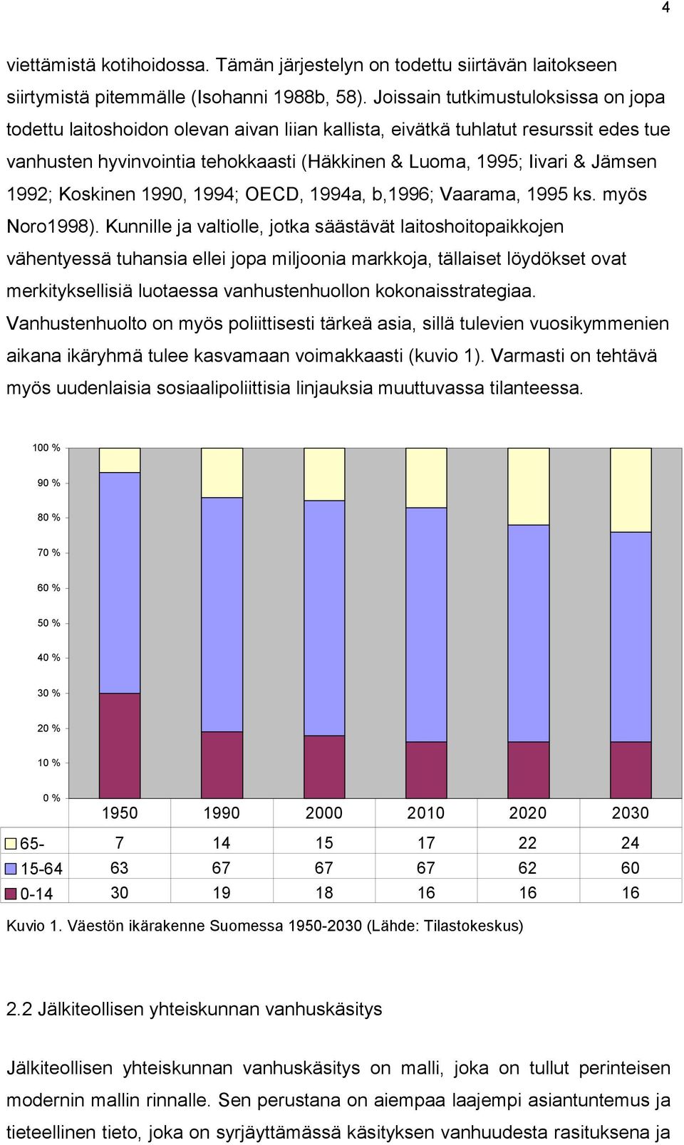 1992; Koskinen 1990, 1994; OECD, 1994a, b,1996; Vaarama, 1995 ks. myös Noro1998).