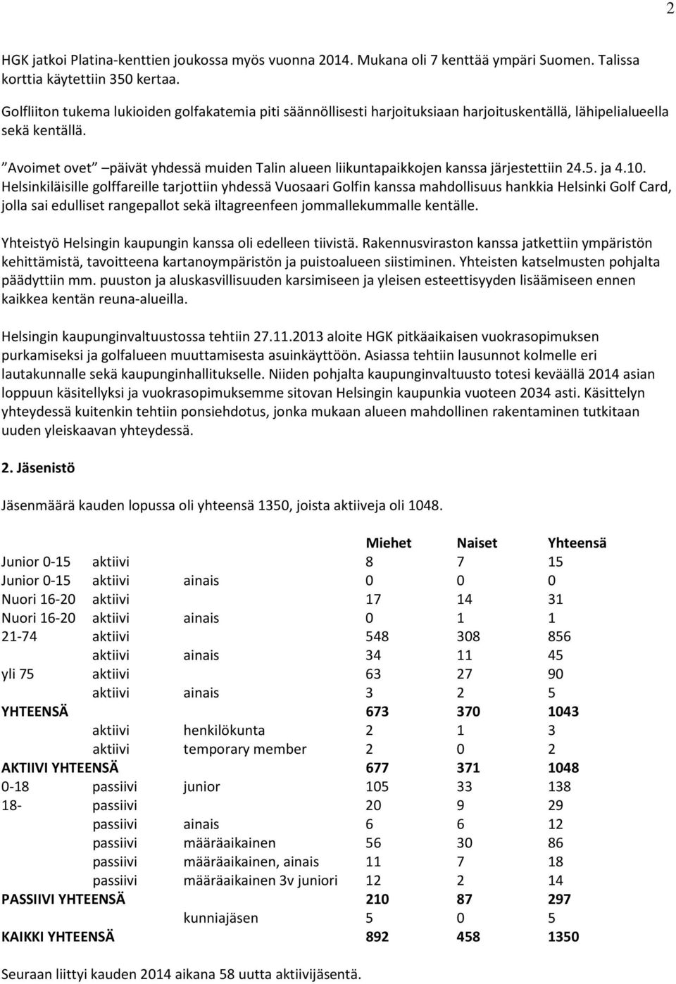 Avoimet ovet päivät yhdessä muiden Talin alueen liikuntapaikkojen kanssa järjestettiin 24.5. ja 4.10.