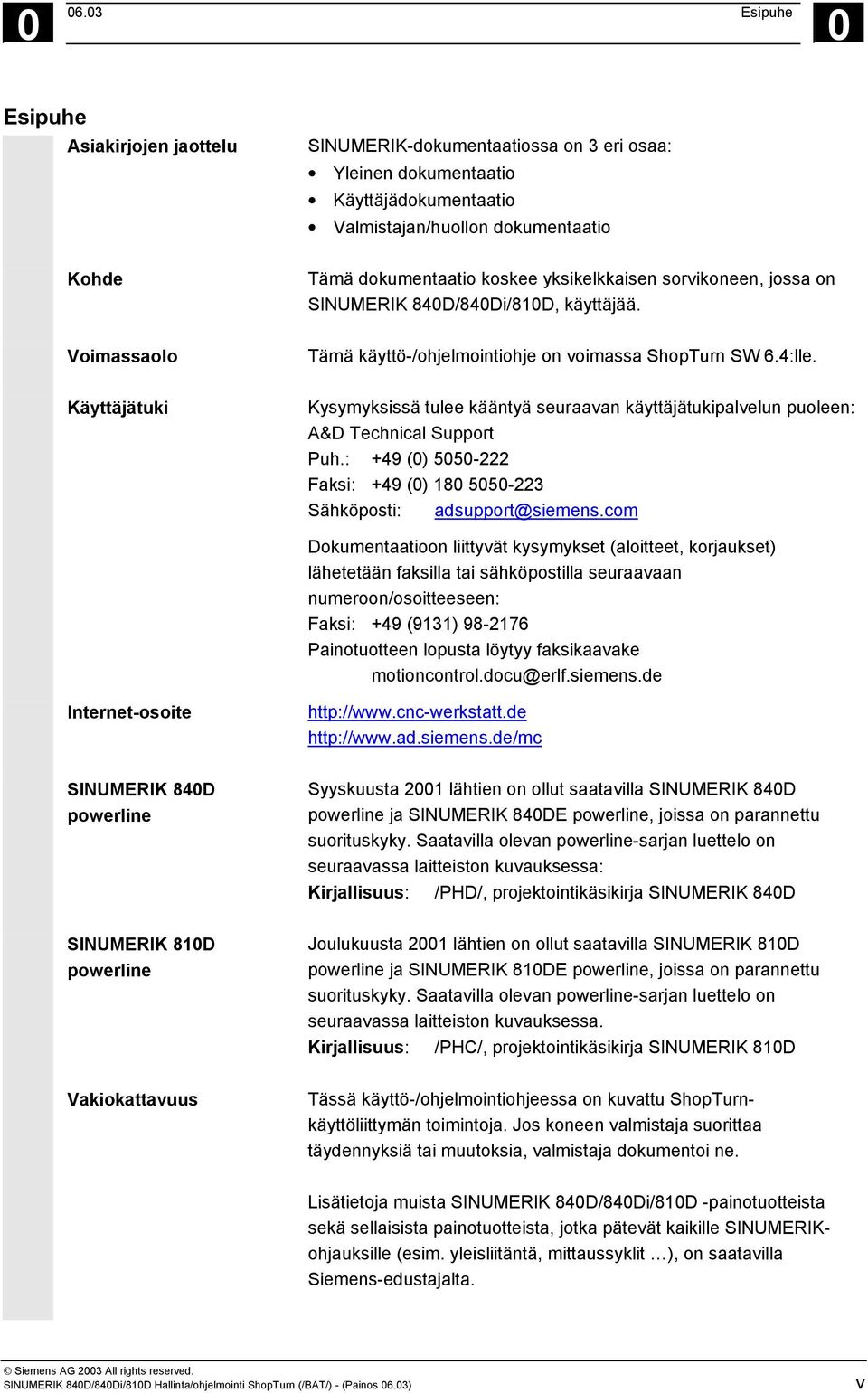 Käyttäjätuki Kysymyksissä tulee kääntyä seuraavan käyttäjätukipalvelun puoleen: A&D Technical Support Puh.: +49 (0) 5050-222 Faksi: +49 (0) 180 5050-223 Sähköposti: adsupport@siemens.