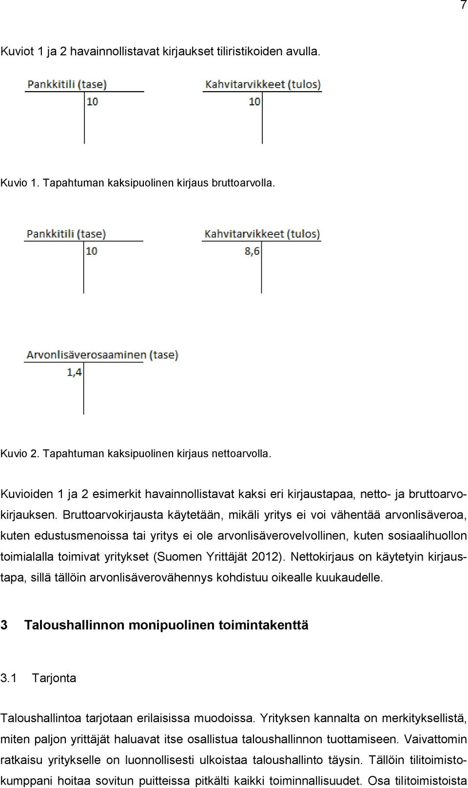 Bruttoarvokirjausta käytetään, mikäli yritys ei voi vähentää arvonlisäveroa, kuten edustusmenoissa tai yritys ei ole arvonlisäverovelvollinen, kuten sosiaalihuollon toimialalla toimivat yritykset