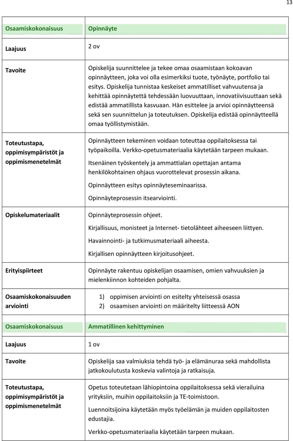 Hän esittelee ja arvioi opinnäytteensä sekä sen suunnittelun ja toteutuksen. Opiskelija edistää opinnäytteellä omaa työllistymistään.