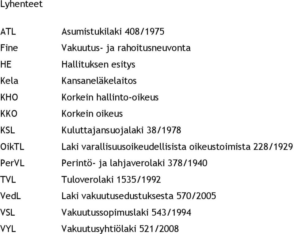 varallisuusoikeudellisista oikeustoimista 228/1929 PerVL Perintö- ja lahjaverolaki 378/1940 TVL