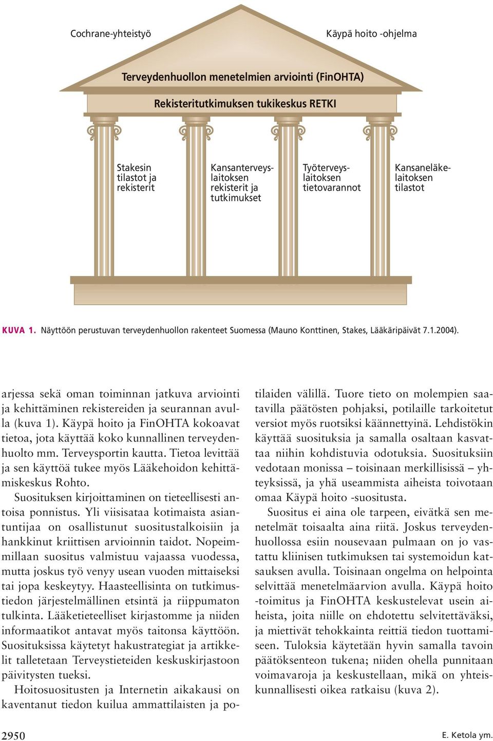 arjessa sekä oman toiminnan jatkuva arviointi ja kehit tä minen rekistereiden ja seurannan avulla (kuva 1). Käypä hoito ja FinOHTA kokoavat tietoa, jota käyttää koko kunnallinen terveydenhuolto mm.