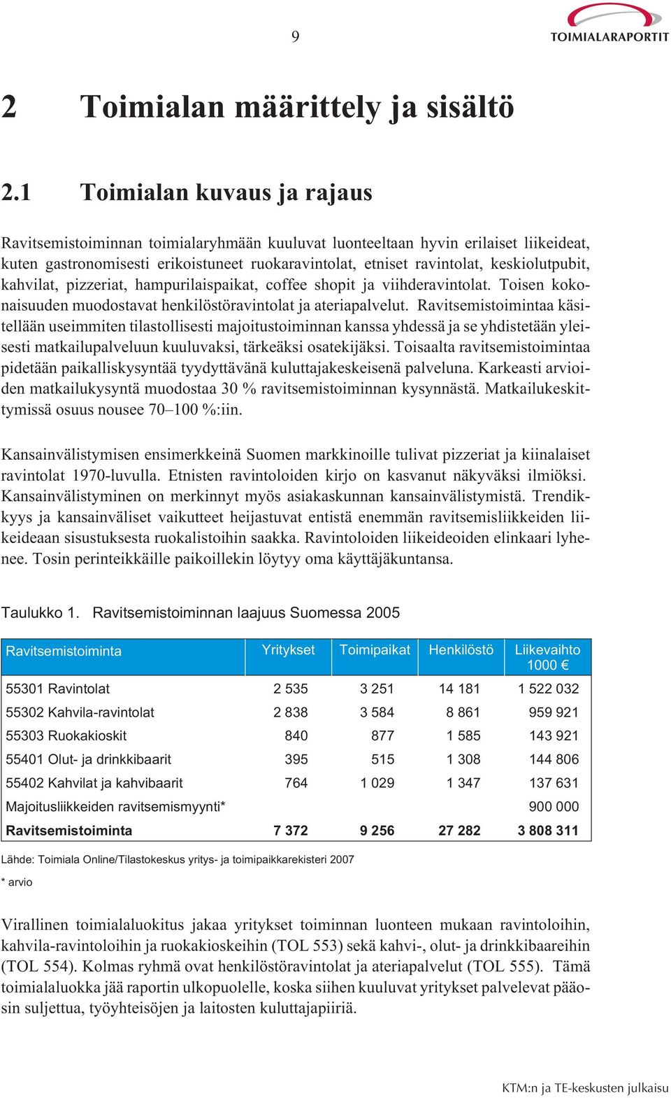 keskiolutpubit, kahvilat, pizzeriat, hampurilaispaikat, coffee shopit ja viihderavintolat. Toisen kokonaisuuden muodostavat henkilöstöravintolat ja ateriapalvelut.