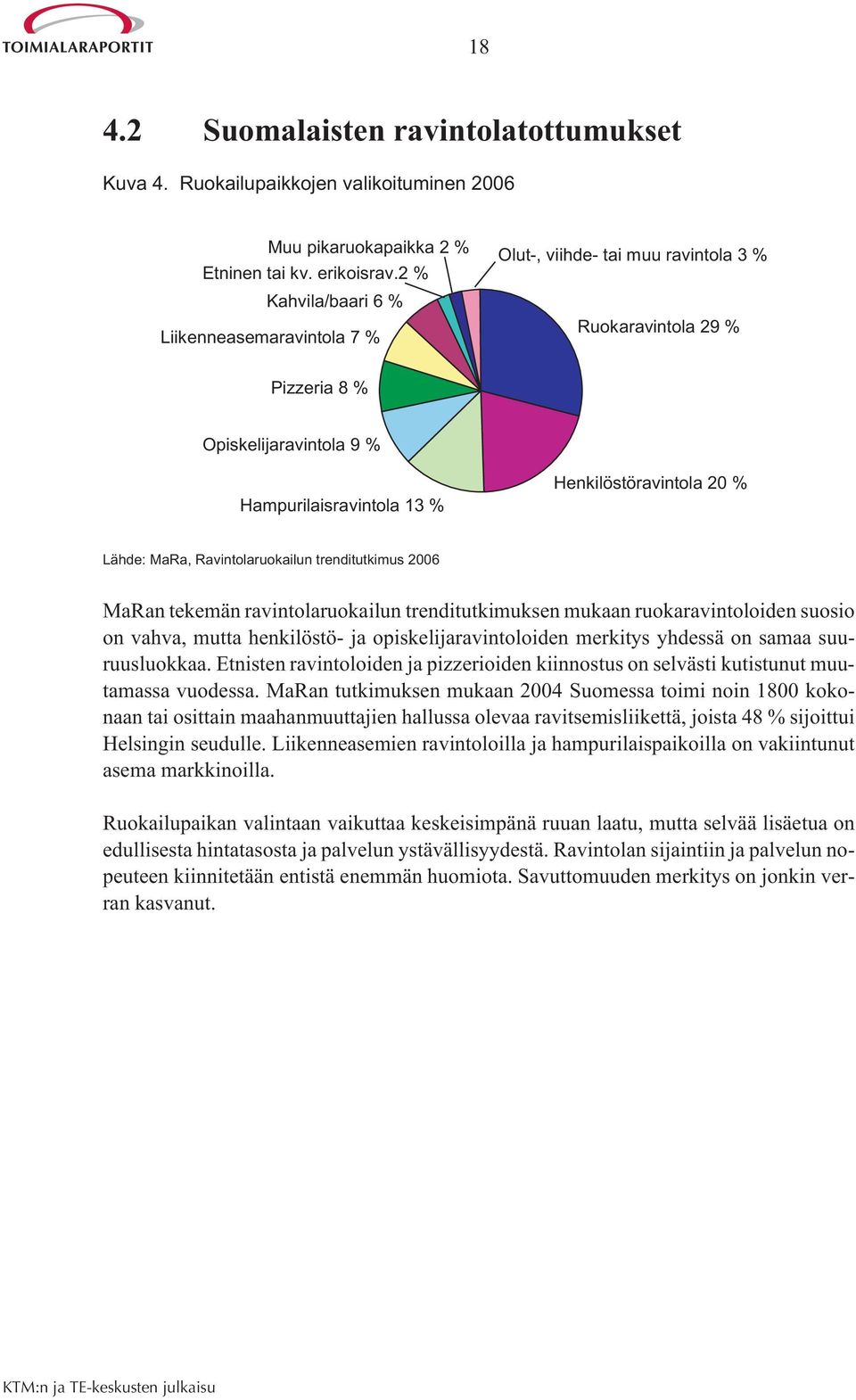 Lähde: MaRa, Ravintolaruokailun trenditutkimus 2006 MaRan tekemän ravintolaruokailun trenditutkimuksen mukaan ruokaravintoloiden suosio on vahva, mutta henkilöstö- ja opiskelijaravintoloiden merkitys