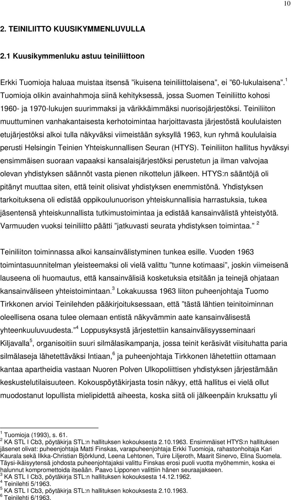 Teiniliiton muuttuminen vanhakantaisesta kerhotoimintaa harjoittavasta järjestöstä koululaisten etujärjestöksi alkoi tulla näkyväksi viimeistään syksyllä 1963, kun ryhmä koululaisia perusti Helsingin