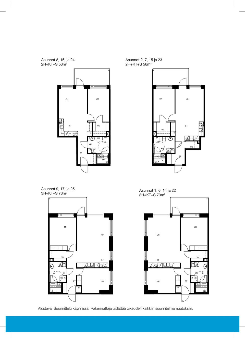 73m 2 Asunnot 1, 6, 14 ja 22 3H++S 73m 2 TO (P) JK/ JK/ TO (P) Alustava.