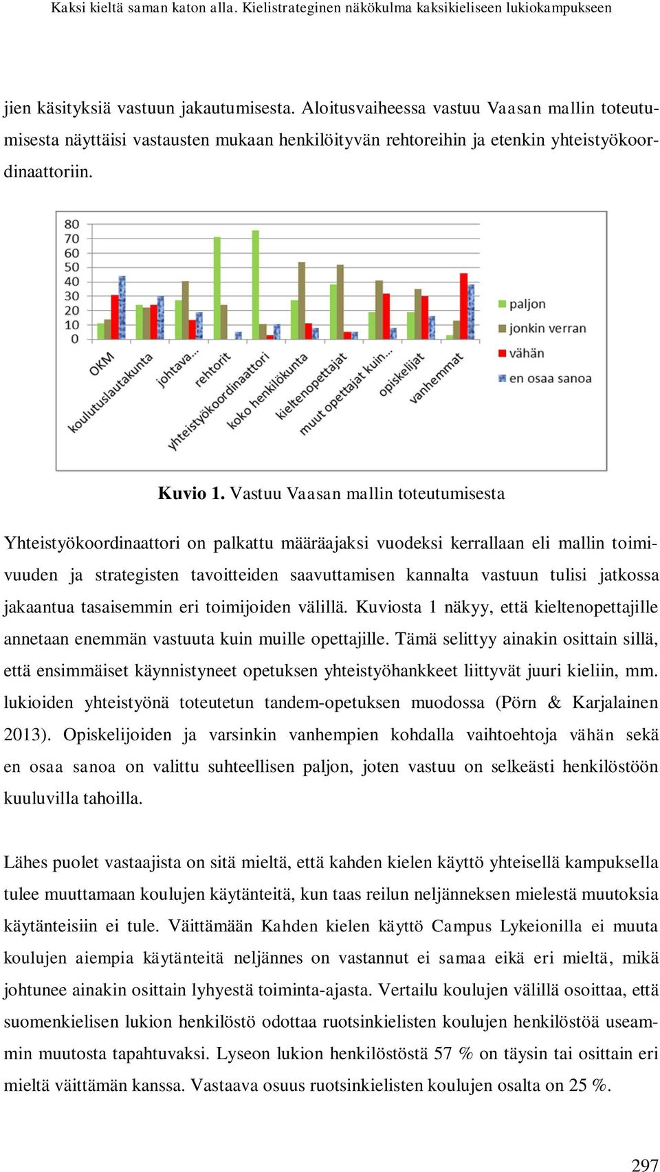 Vastuu Vaasan mallin toteutumisesta Yhteistyökoordinaattori on palkattu määräajaksi vuodeksi kerrallaan eli mallin toimivuuden ja strategisten tavoitteiden saavuttamisen kannalta vastuun tulisi