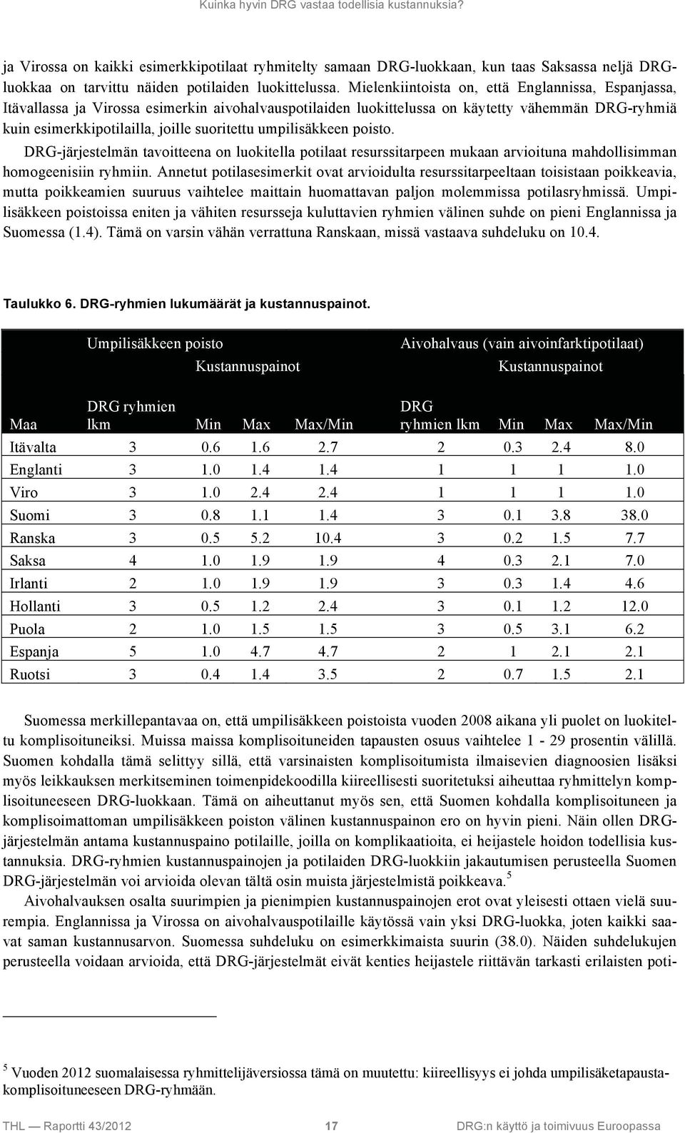 umpilisäkkeen poisto. DRG-järjestelmän tavoitteena on luokitella potilaat resurssitarpeen mukaan arvioituna mahdollisimman homogeenisiin ryhmiin.