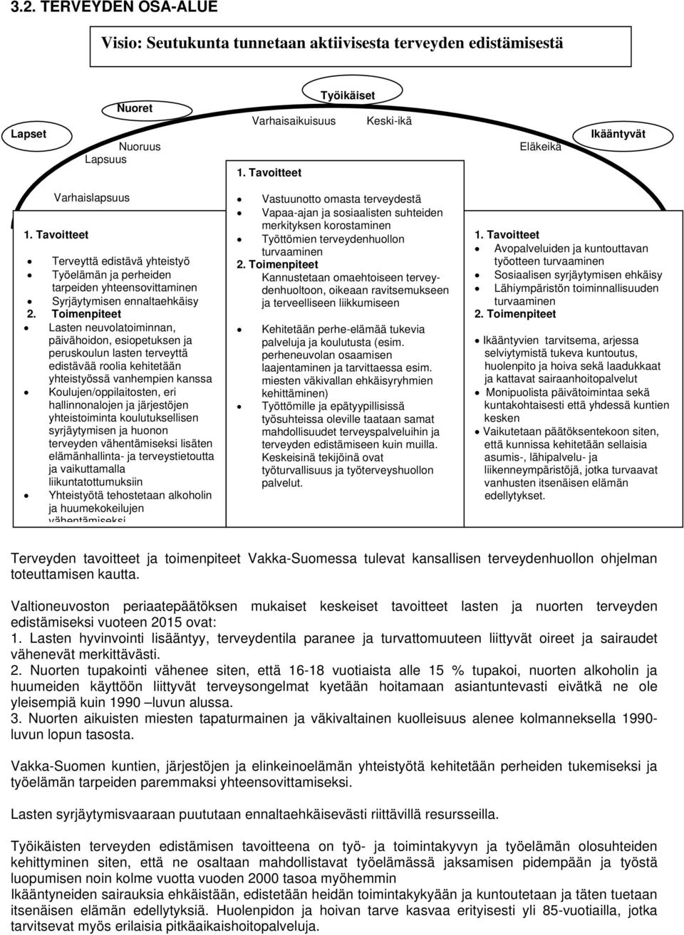 Toimenpiteet Lasten neuvolatoiminnan, päivähoidon, esiopetuksen ja peruskoulun lasten terveyttä edistävää roolia kehitetään yhteistyössä vanhempien kanssa Koulujen/oppilaitosten, eri hallinnonalojen