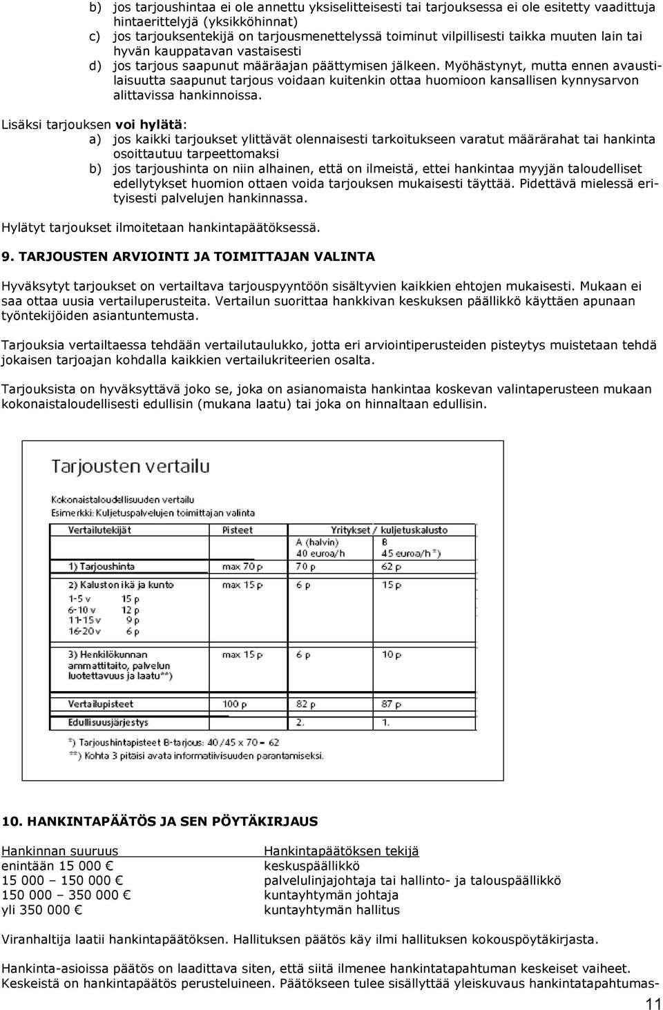 Myöhästynyt, mutta ennen avaustilaisuutta saapunut tarjous voidaan kuitenkin ottaa huomioon kansallisen kynnysarvon alittavissa hankinnoissa.