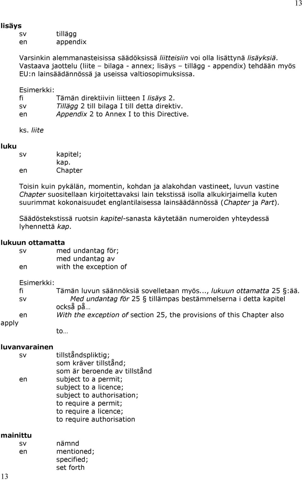 Tillägg 2 till bilaga I till detta direktiv. Appdix 2 to Annex I to this Directive. ks. liite luku kapitel; kap.