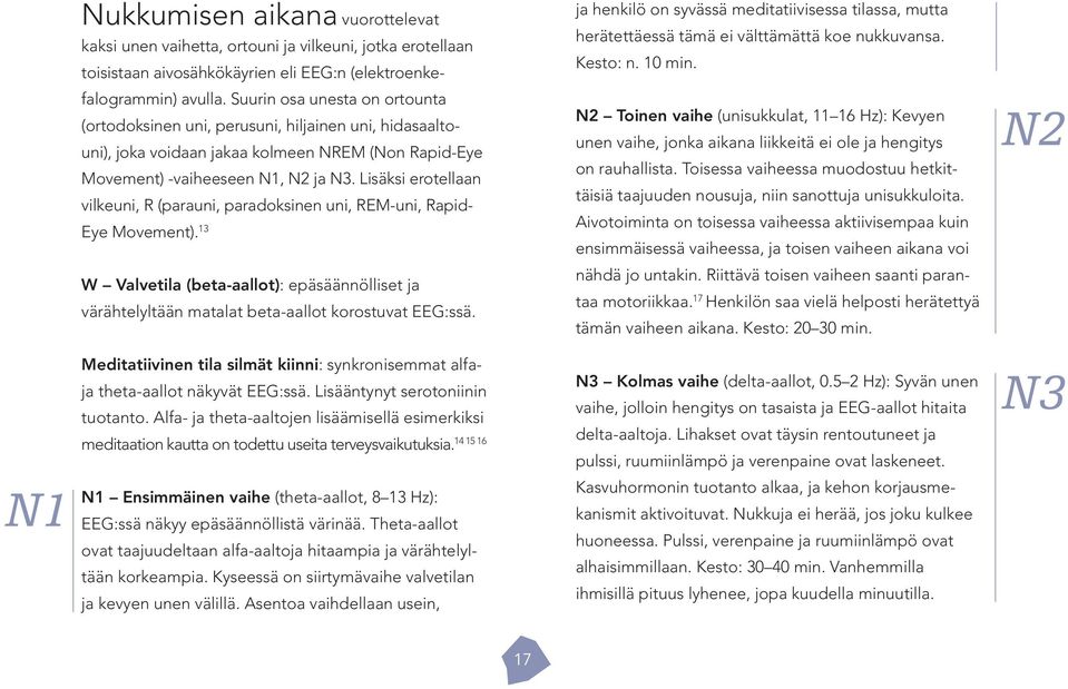 Suurin osa unesta on ortounta (ortodoksinen uni, perusuni, hiljainen uni, hidasaaltouni), joka voidaan jakaa kolmeen NREM (Non Rapid-Eye Movement) -vaiheeseen N1, N2 ja N3.