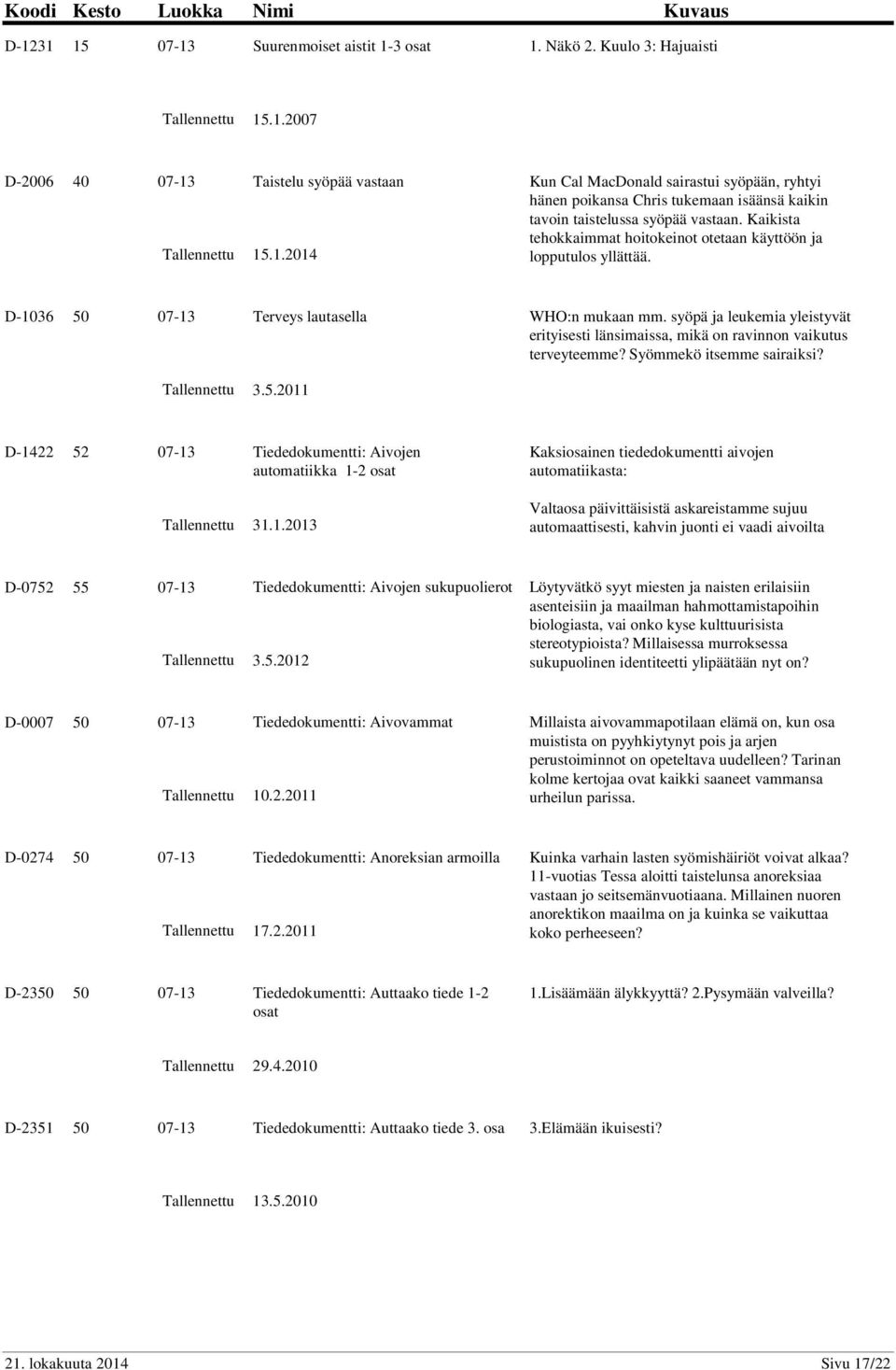 syöpä ja leukemia yleistyvät erityisesti länsimaissa, mikä on ravinnon vaikutus terveyteemme? Syömmekö itsemme sairaiksi? 3.5.2011