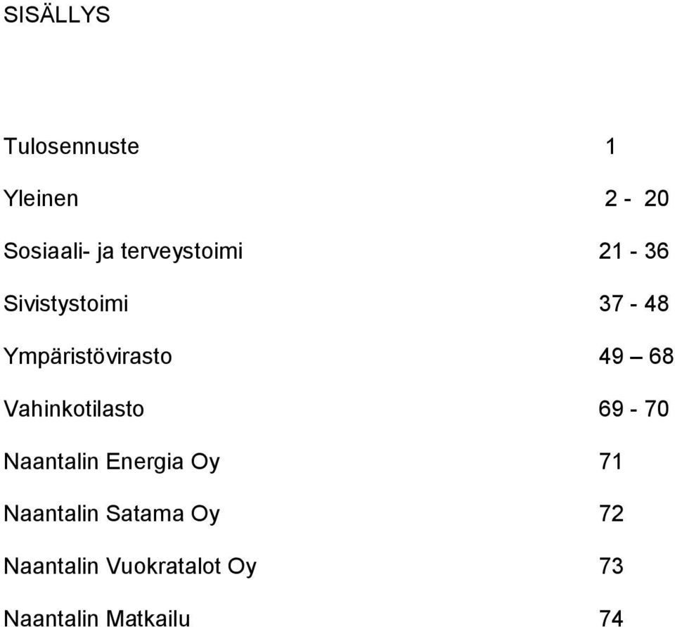 49 68 Vahinkotilasto 69-70 Naantalin Energia Oy 71