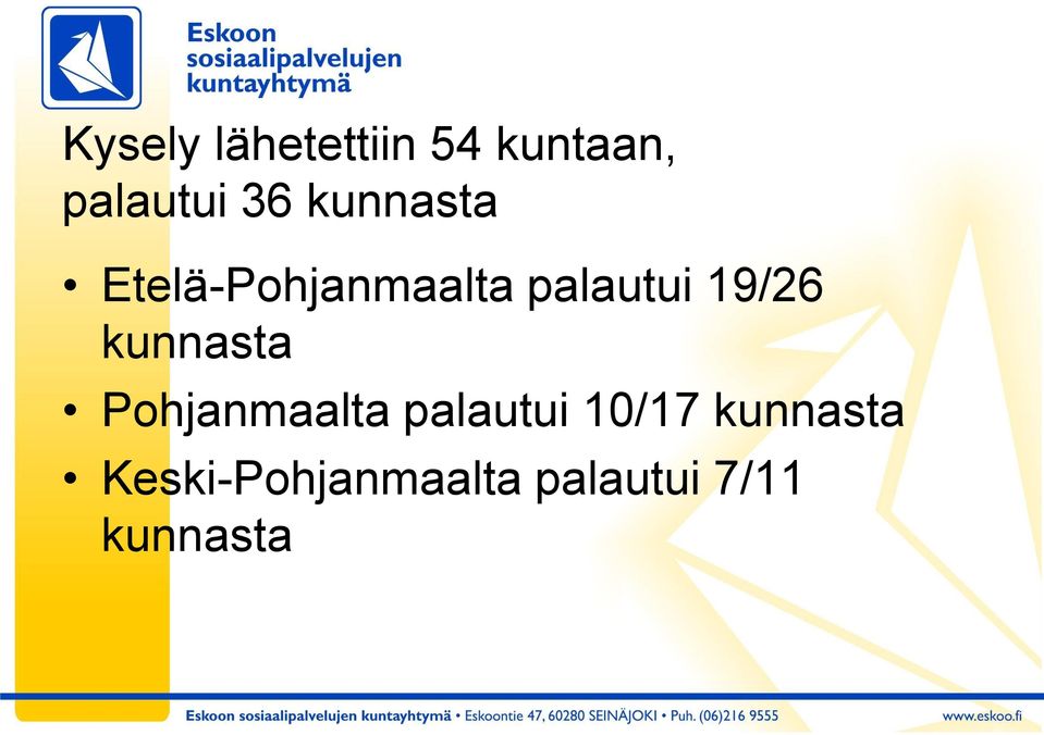 kunnasta Pohjanmaalta palautui 10/17