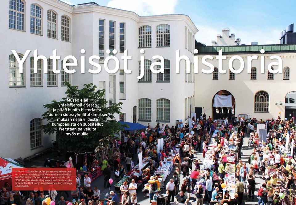 Mahdollisuuksien tori ja Tampereen sosiaalifoorumi on järjestetty yhteistyössä Werstaan kanssa keväästä 2006 lähtien.