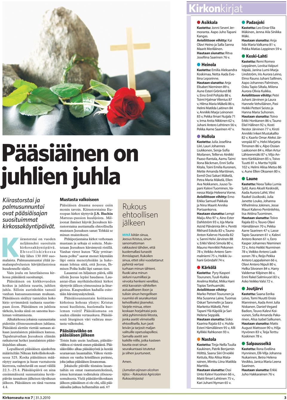 Pääsiäinen on kirkkovuoden keskus ja juhlista suurin, juhlien juhla. Silloin aurinkokin tanssii vanhan kansansanonnan mukaan.