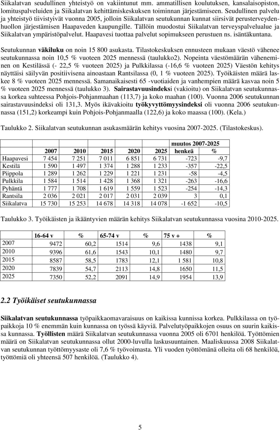 Tällöin muodostui Siikalatvan terveyspalvelualue ja Siikalatvan ympäristöpalvelut. Haapavesi tuottaa palvelut sopimukseen perustuen ns. isäntäkuntana. Seutukunnan väkiluku on noin 15 800 asukasta.