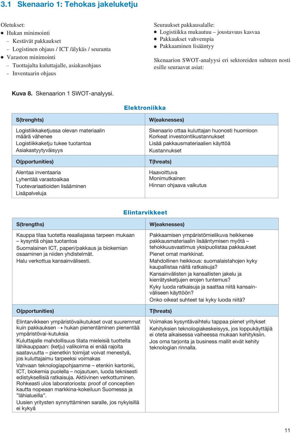 8. Skenaarion 1 SWOT-analyysi.