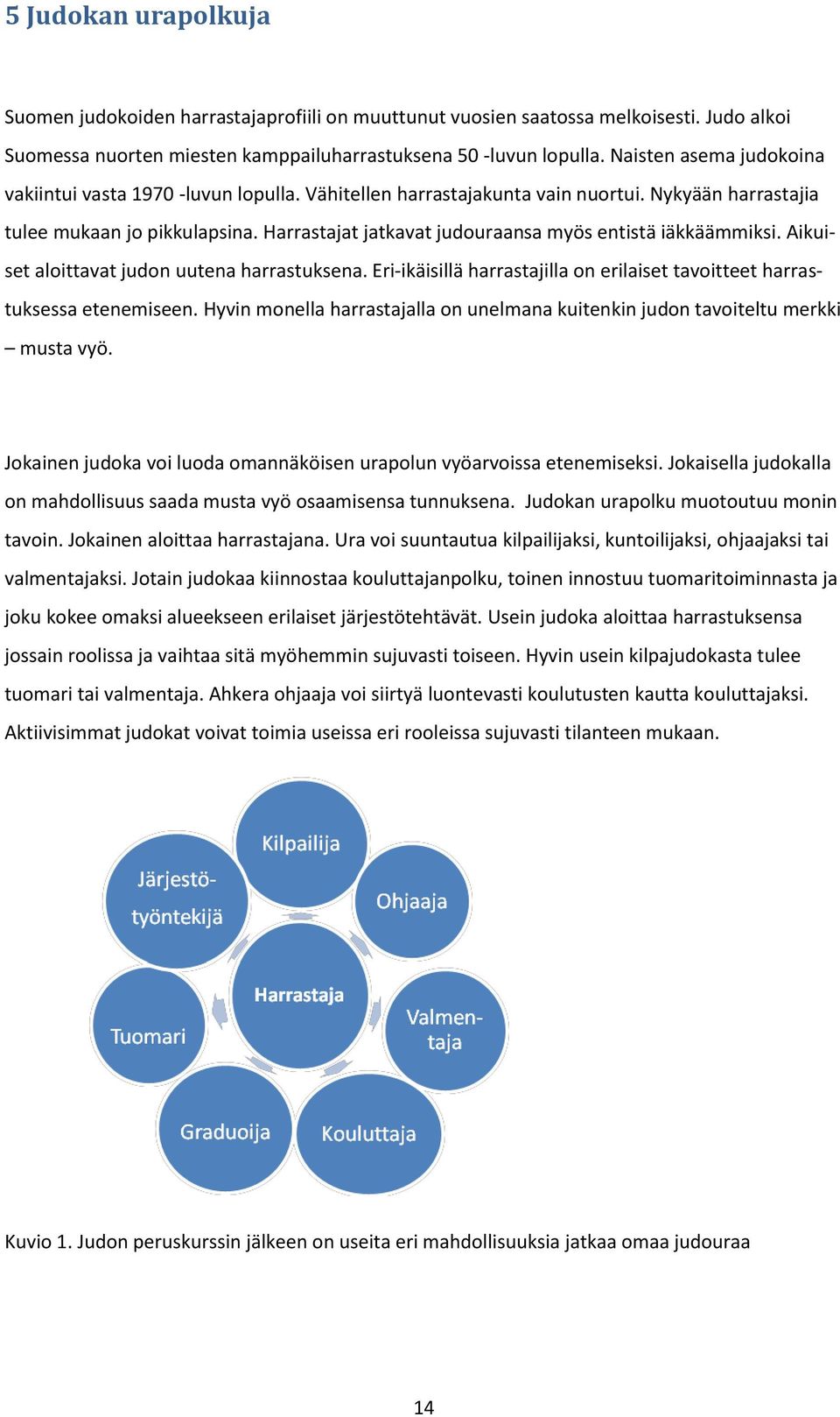 Harrastajat jatkavat judouraansa myös entistä iäkkäämmiksi. Aikuiset aloittavat judon uutena harrastuksena. Eri-ikäisillä harrastajilla on erilaiset tavoitteet harrastuksessa etenemiseen.