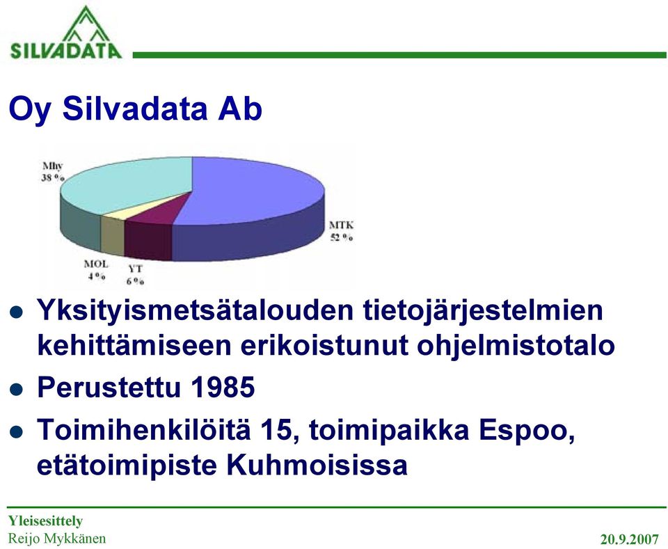 erikoistunut ohjelmistotalo Perustettu 1985