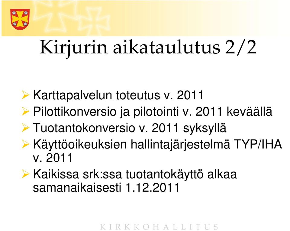 2011 keväällä Tuotantokonversio v.
