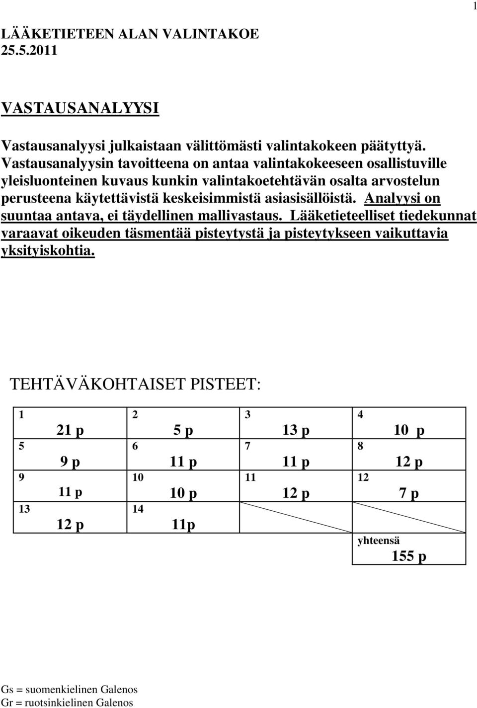 käytettävistä keskeisimmistä asiasisällöistä. Analyysi on suuntaa antava, ei täydellinen mallivastaus.