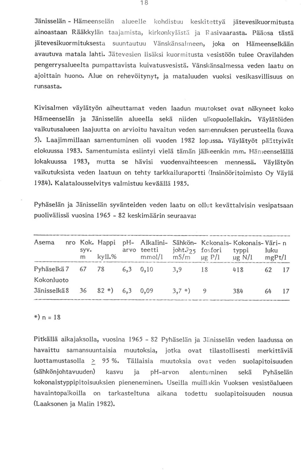 Jätevesien lisäksi kuorrnitusta esistöön tulee Oravilahden pengerrysalueelta pumpattavista kuivatusvesistä. Vänskänsalmessa veden laatu on ajoittain runsasta. huono.