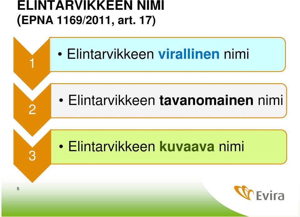 virallinen nimi Elintarvikkeen