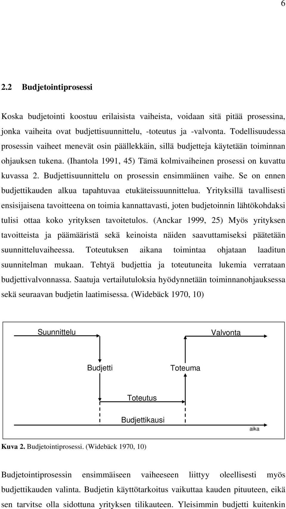 Budjettisuunnittelu on prosessin ensimmäinen vaihe. Se on ennen budjettikauden alkua tapahtuvaa etukäteissuunnittelua.