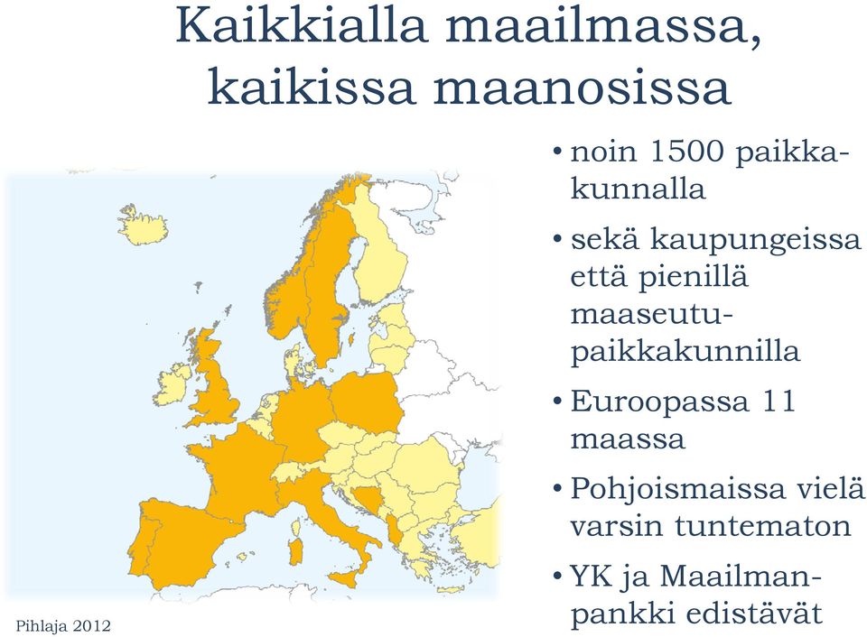 maaseutupaikkakunnilla Euroopassa 11 maassa