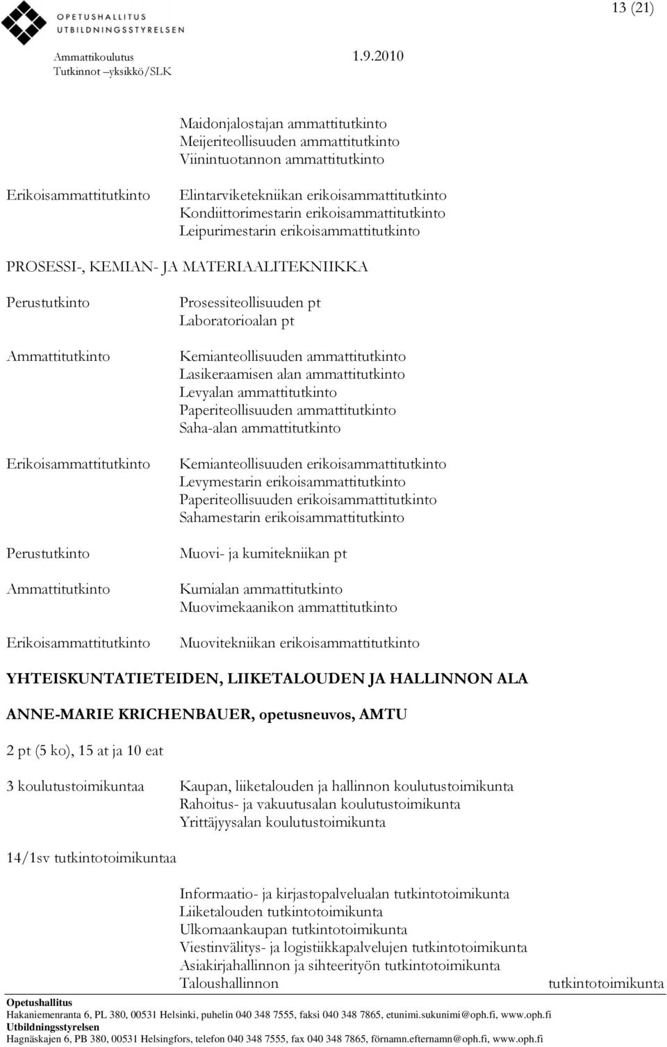 Levyalan ammattitutkinto Paperiteollisuuden ammattitutkinto Saha-alan ammattitutkinto Kemianteollisuuden erikoisammattitutkinto Levymestarin erikoisammattitutkinto Paperiteollisuuden