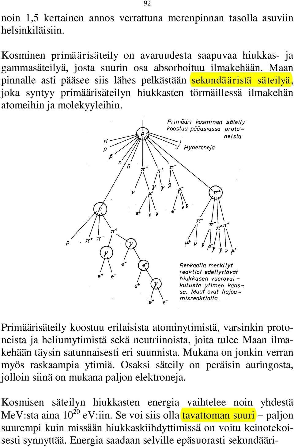 Primäärisäteily koostuu erilaisista atominytimistä, varsinkin protoneista ja heliumytimistä sekä neutriinoista, joita tulee Maan ilmakehään täysin satunnaisesti eri suunnista.